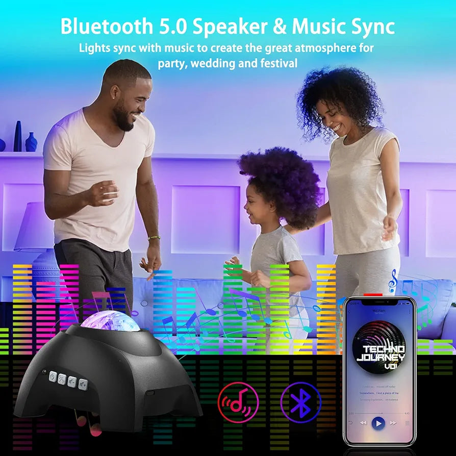 Northern Lights Aurora Projector and Music Bluetooth Speaker and White Noise Machine Galaxy Projector