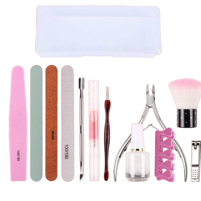 Professional Manicure/Pedicure Nail Tools Kit - 12 Tools & Box