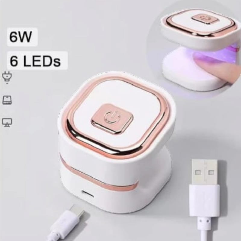 USB Charging 6 Lamp Beads Mini UV/Led Light Nail Lamp 6W Manicure Dryer - White