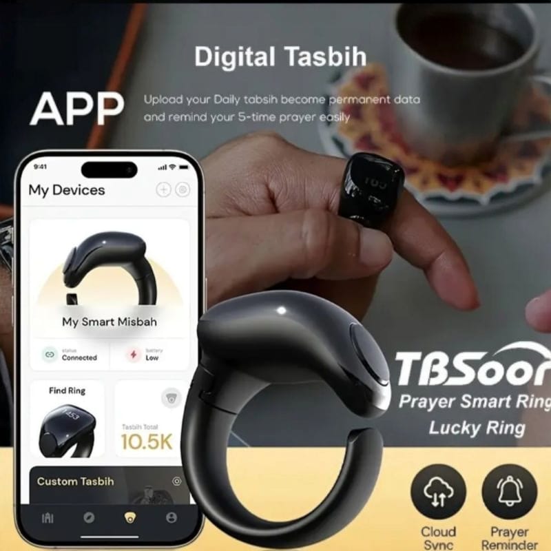 Prayer Digital Smart Zikr Ring Tasbih Counter with App Control