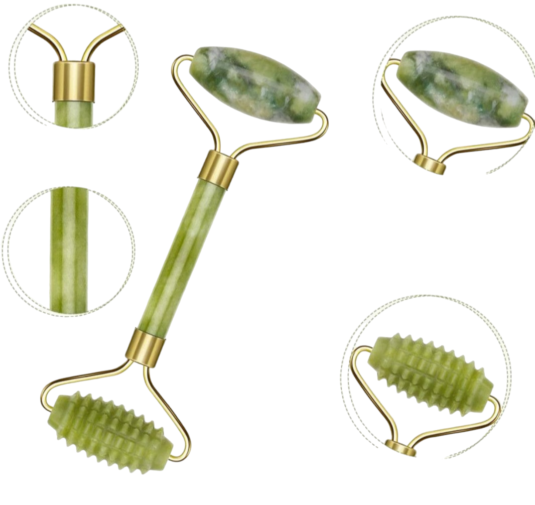 Jade Roller and Gua Sha for Face-3 in 1 Kit with Facial Massager Tool,100% Real Natural Jade Stone Anti Aging ,Face Beauty Set for Eye Anti-Wrinkle