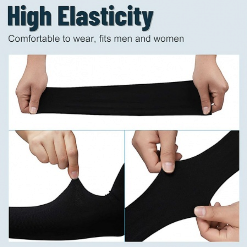 Let's Slim UV Protection Arm Cover Sleeves -Set of 2 Black & White