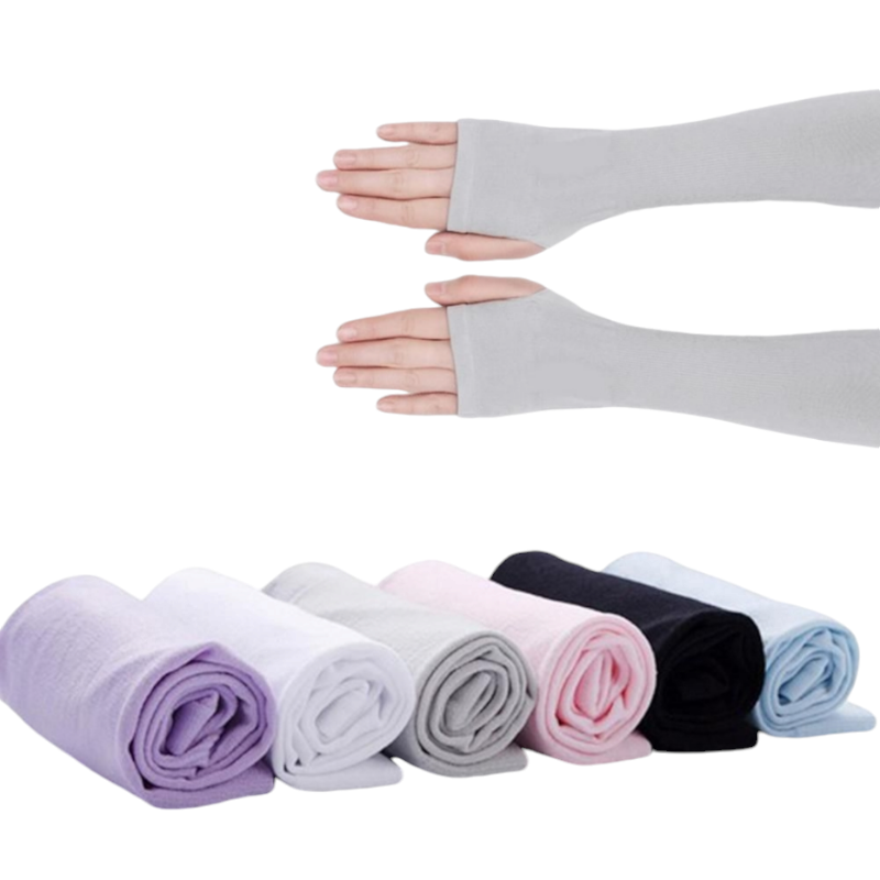 Let's Slim UV Protection Arm Cover Sleeves -Set of 2 Black & White