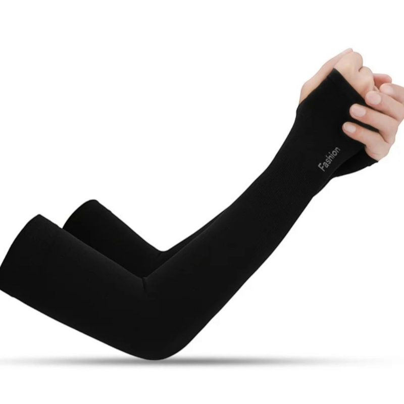 Let's Slim UV Protection Arm Cover Sleeves -Set of 2 Black & White